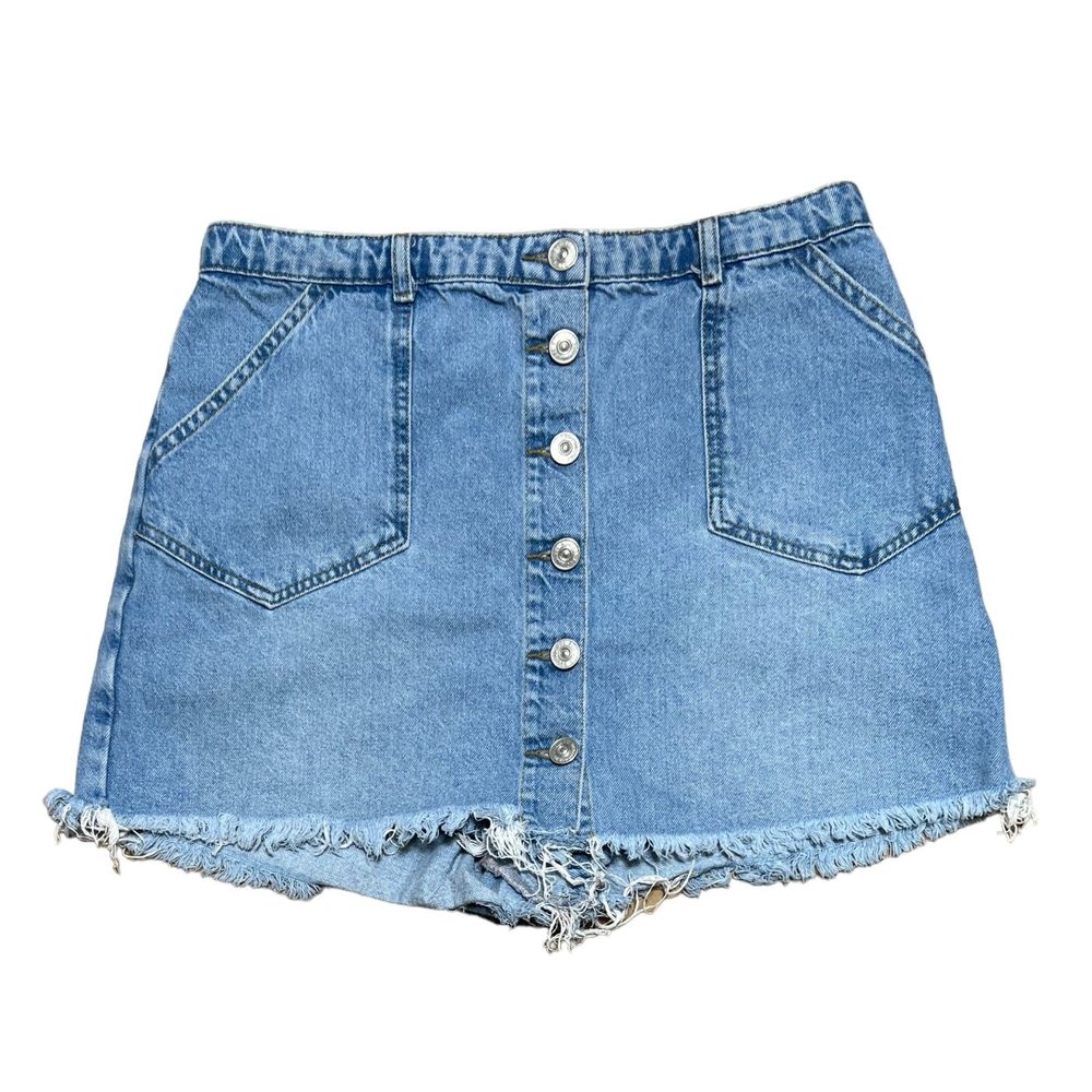 Urban Outfitters BDG Womens Button Front Cotton Denim Raw Hem Jean Skort Size 31